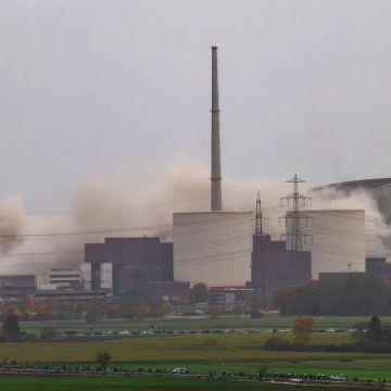 Germany destroys two nuclear plant cooling towers as part of nuclear phaseout plan