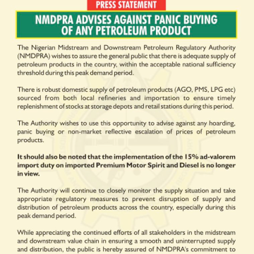 Federal Government of Nigeria Cancels 15% Import Duty on Fuel